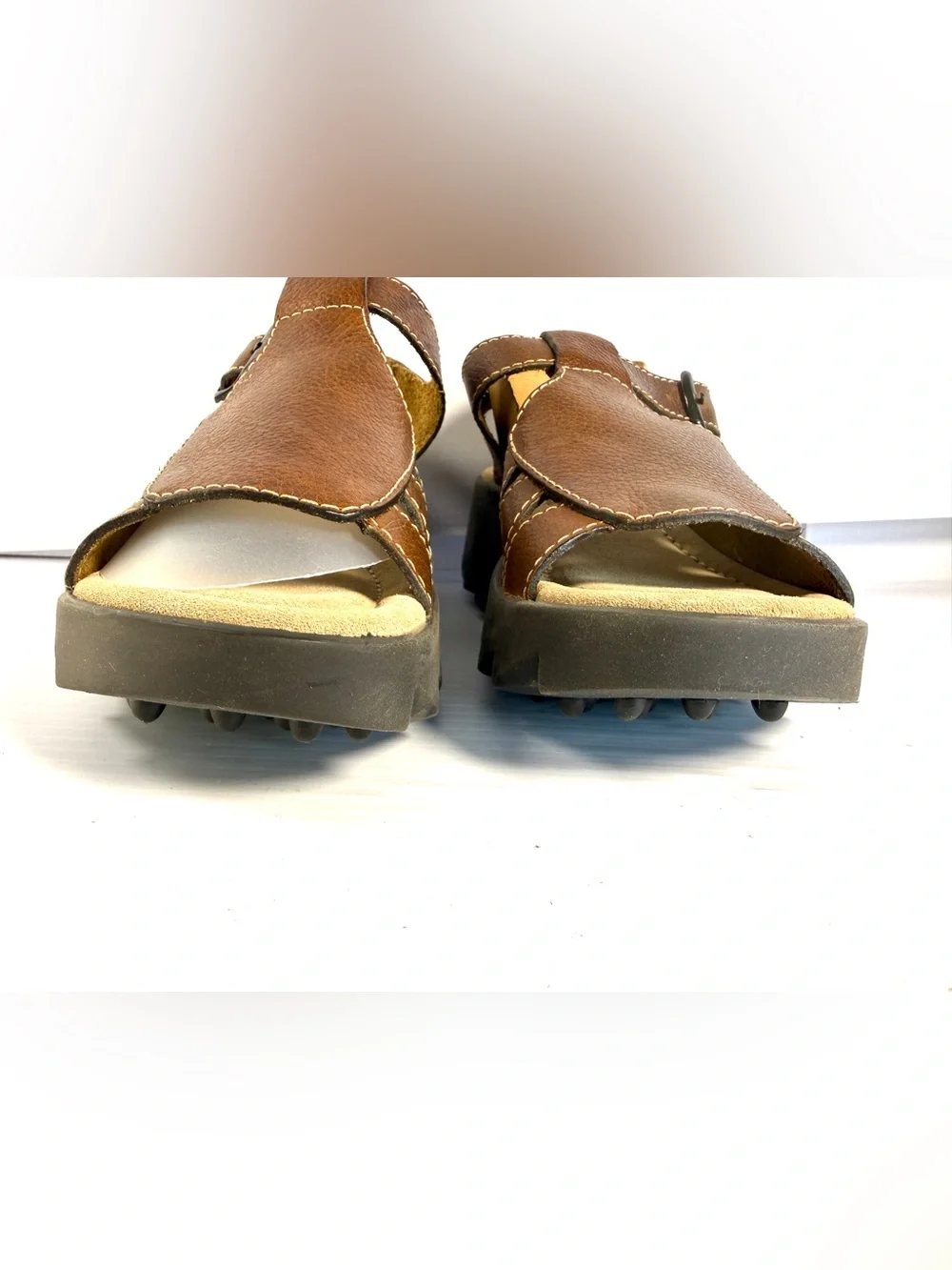 Canyon River Blues Brown Leather T-Strap Sandals Unisex
